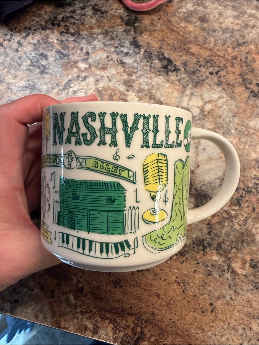 Starbucks Nashville Illustrated Mug - White and Green Been There Series